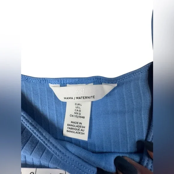 H&M MAMA Womens Ribbed Sleeveless Dress Light Blue Size Large Maternity 0081 - Picture 4 of 7